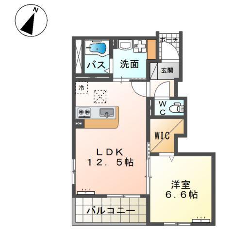 ラピスB(1LDK/1階)の間取り写真