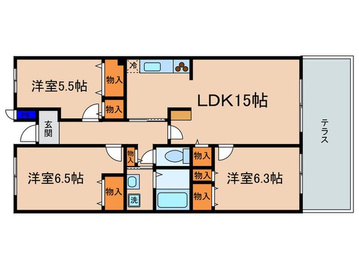 エクレール西井(3LDK/1階)の間取り写真