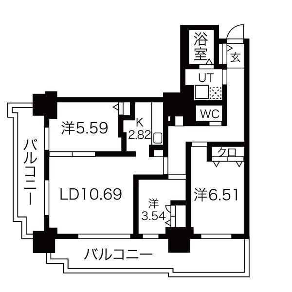 パシフィックタワー札幌(3LDK/10階)の間取り写真