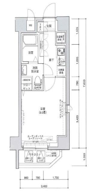 アイル東京スカイツリーⅢ(1K/5階)の間取り写真