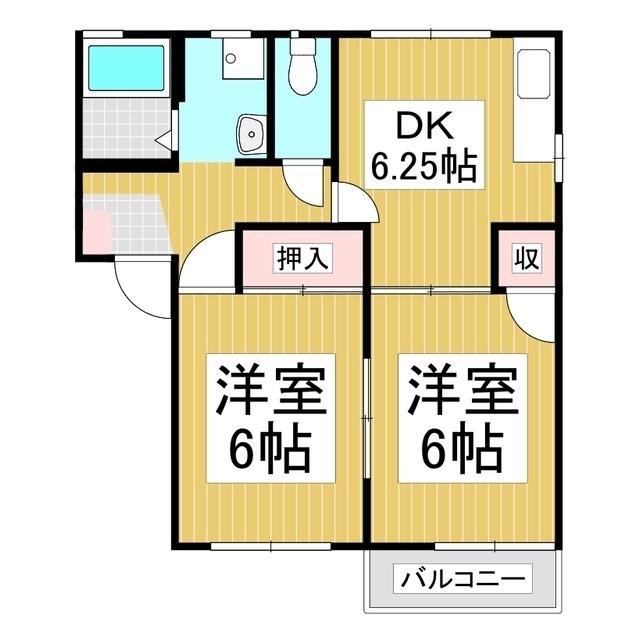 フレグランス切石A(2DK/2階)の間取り写真