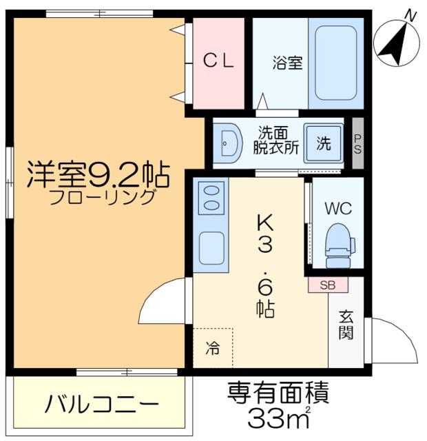 GRATIA(1K/2階)の間取り写真
