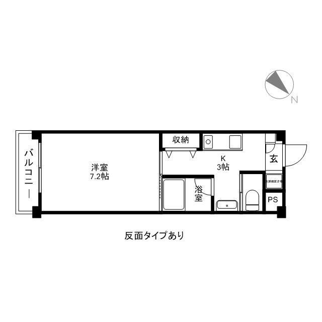 シティコート岩石東館(1K/3階)の間取り写真