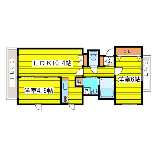 ルラシオン北9条通(2LDK/3階)の間取り写真