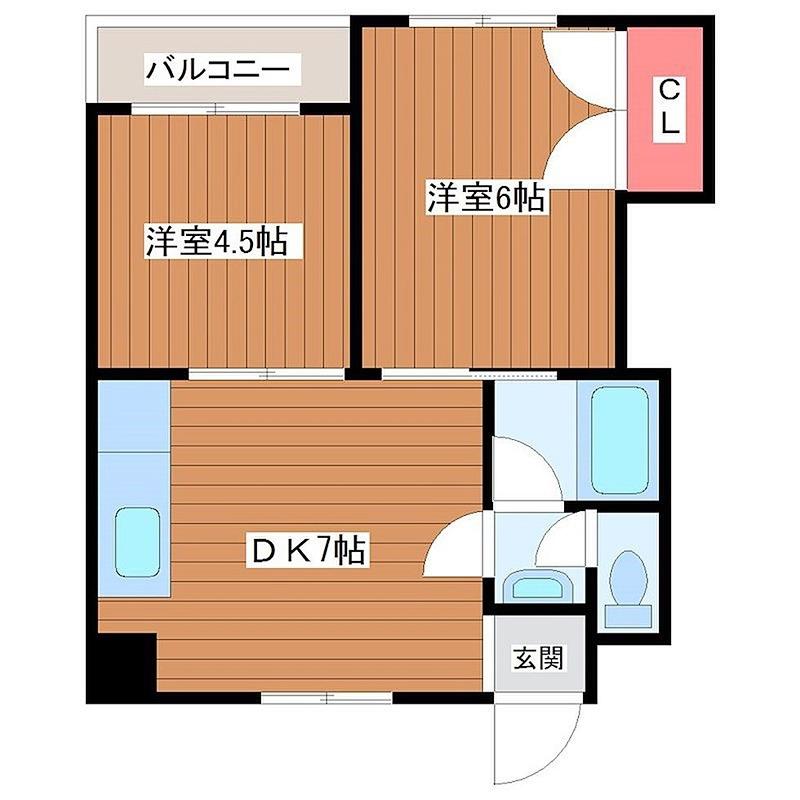 サンシャインMKM東小橋(2DK/4階)の間取り写真