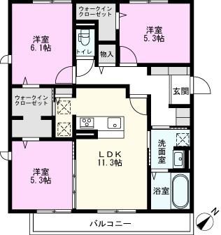 ベリーナ(3LDK/3階)の間取り写真