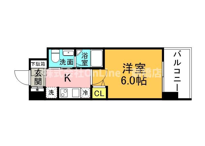 ラクラス阿倍野元町(1K/1階)の間取り写真