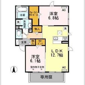 花水木三番館(2LDK/1階)の間取り写真