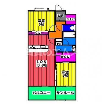 LUMINOUS TERRACE 諸岡(2LDK/1階)の間取り写真