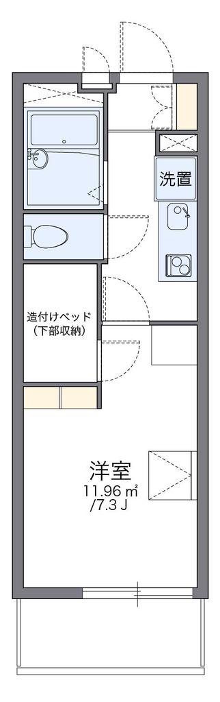 レオパレス道館(1K/1階)の間取り写真