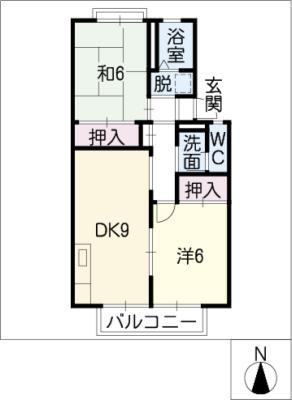 プレジール都築(2DK/2階)の間取り写真