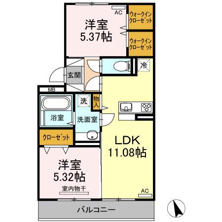 オアシス加納 Ⅲ(2LDK/3階)の間取り写真