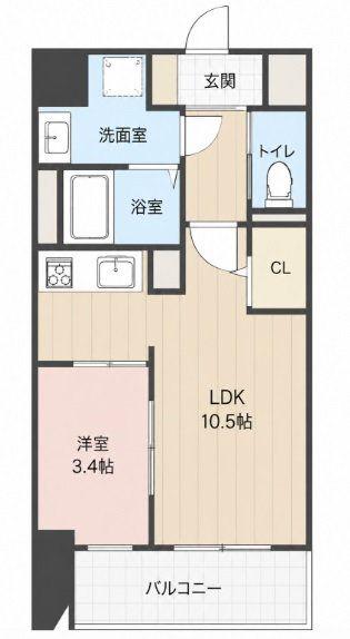 THE APARTMENT開(1LDK/4階)の間取り写真