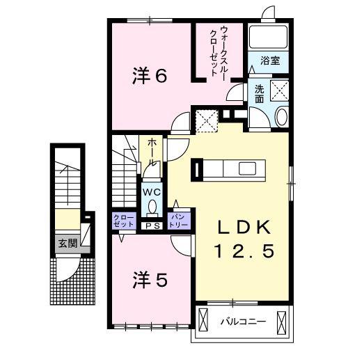 セブンス ドゥIII(2LDK/2階)の間取り写真