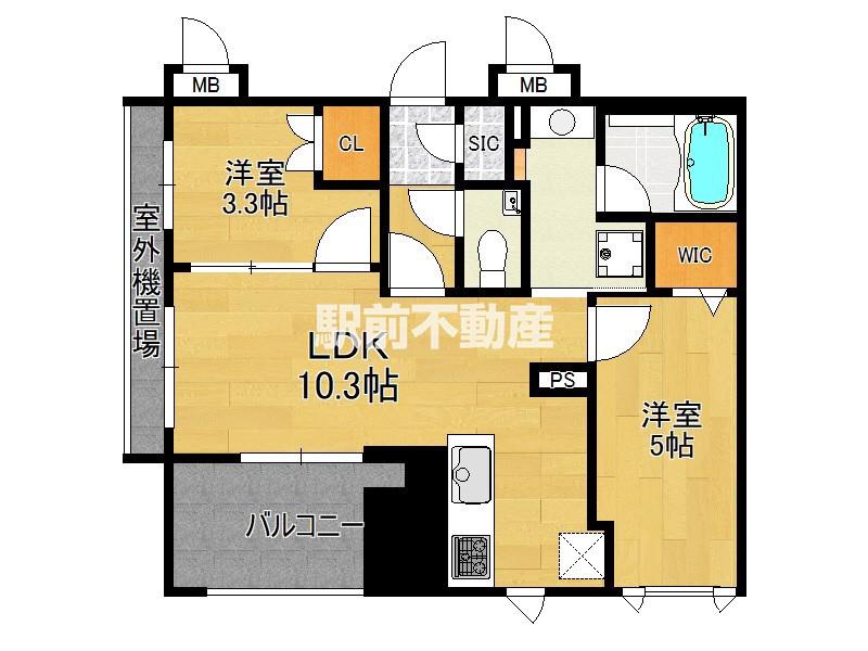 ブラントン薬院(2LDK/13階)の間取り写真