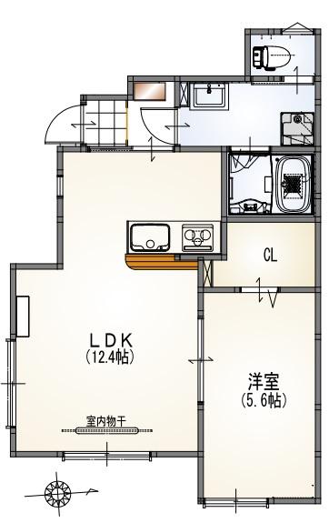 ラハイナ8(1LDK/1階)の間取り写真