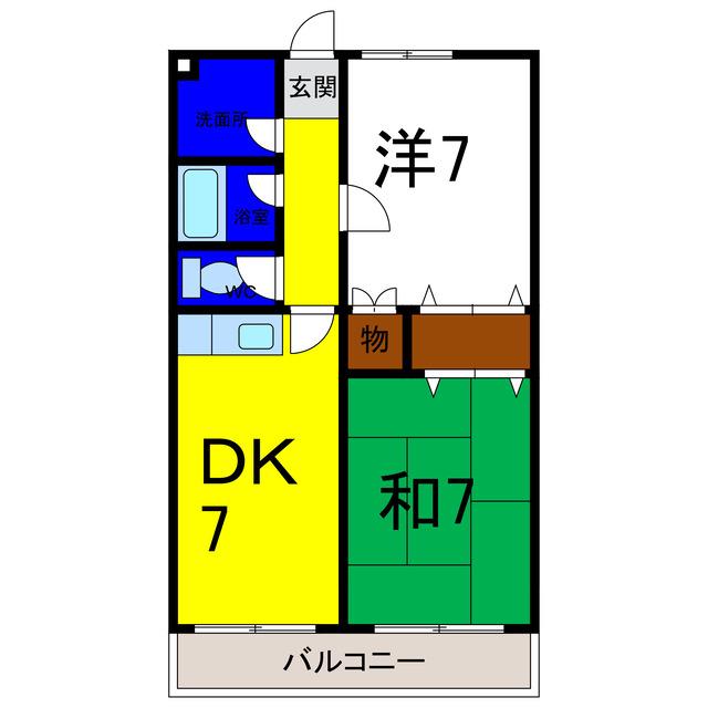 古山ハイツパート(2DK/2階)の間取り写真