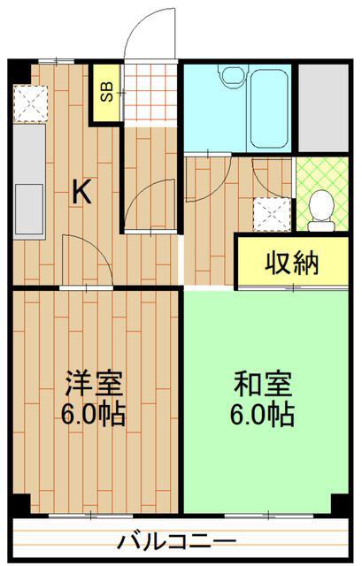 アイパレス南林間1(2DK/3階)の間取り写真