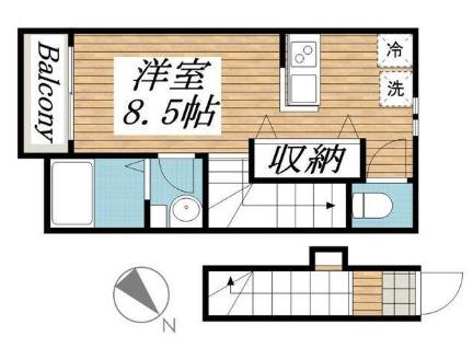 パークテラス新松戸Ⅱ(ワンルーム/2階)の間取り写真