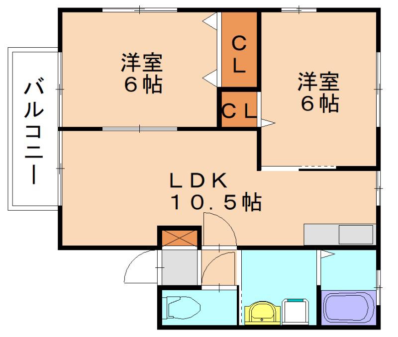 フォレストステージ A(2LDK/2階)の間取り写真