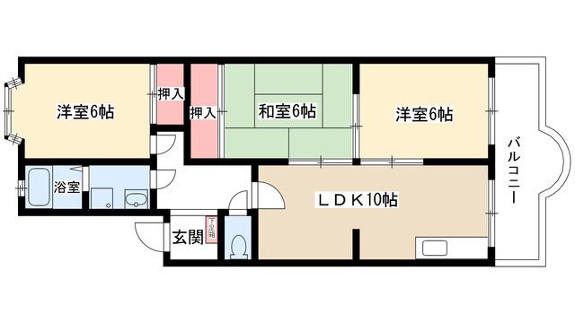第一レオン光園(3LDK/1階)の間取り写真