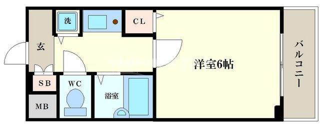 リーガル西長堀(1K/9階)の間取り写真