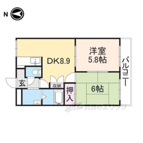 ミルキーウェイ(2DK/1階)の間取り写真