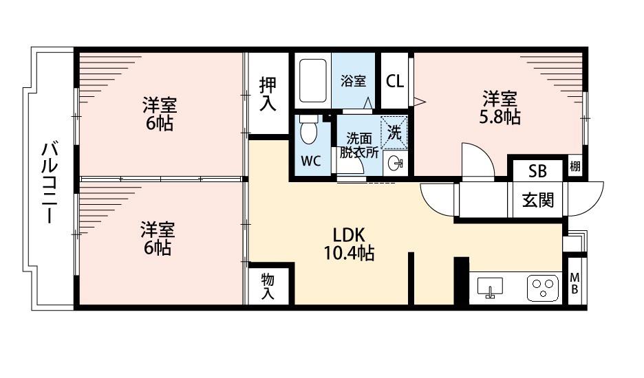 エクセレント上永谷(3LDK/1階)の間取り写真