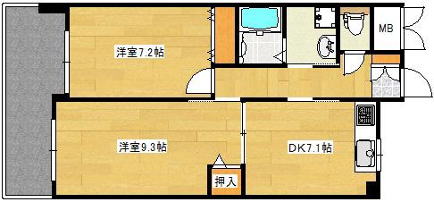 スマートウィード(2DK/2階)の間取り写真