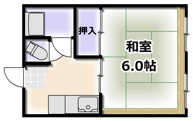 大国マンション(1K/3階)の間取り写真