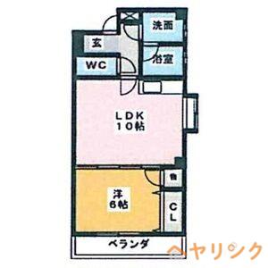 エトワール一社(1LDK/4階)の間取り写真