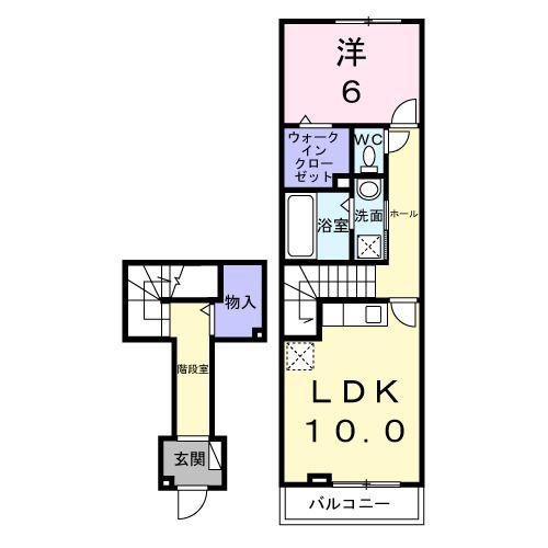 ウィステリアタウンI(1LDK/2階)の間取り写真