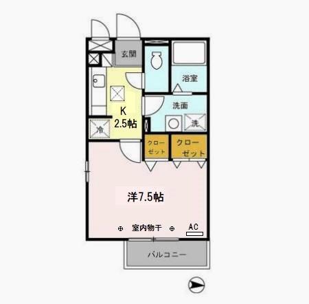 K&K141(1K/1階)の間取り写真