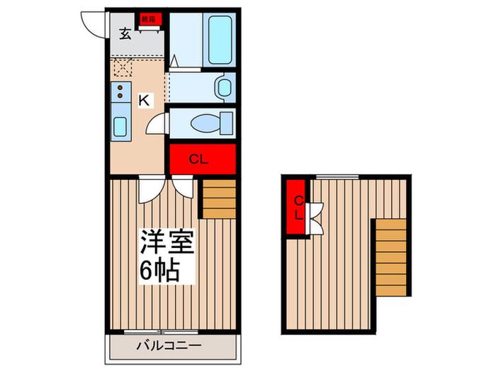 WILL GRANO岩槻(1K/2階)の間取り写真