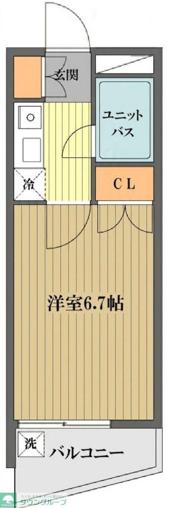 ロイヤルヒルズ八王子(1K/1階)の間取り写真