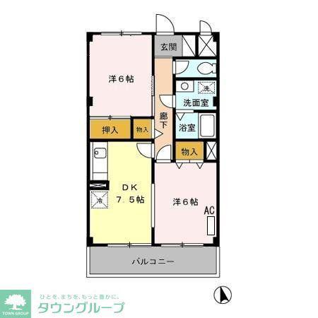 エクセル八雲台(2DK/1階)の間取り写真
