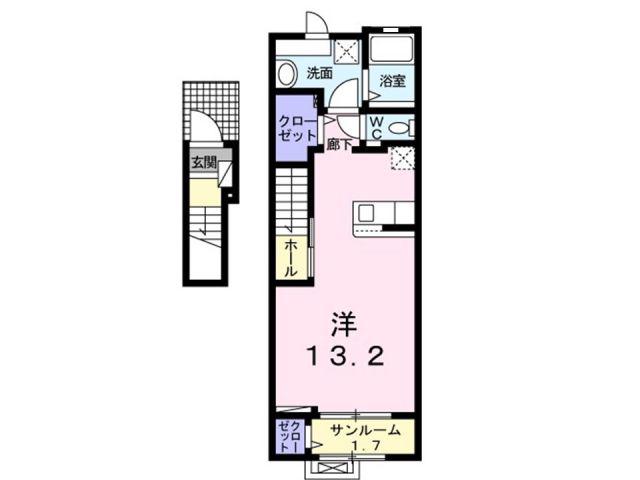 レグジー(ワンルーム/2階)の間取り写真