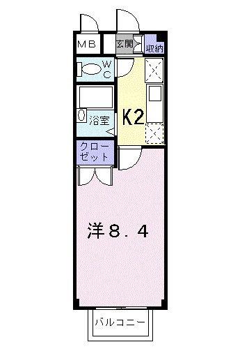 エスポワールA(1K/1階)の間取り写真