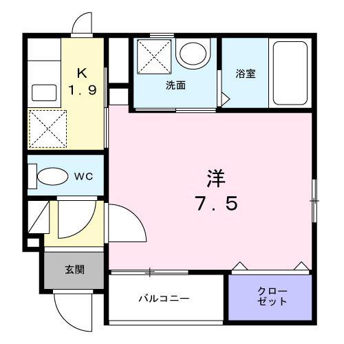 本町1丁目アパート(1K/1階)の間取り写真