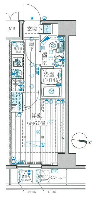プレール・ドゥーク東京イースト(1K/1階)の間取り写真