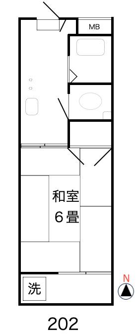 清風ハイツ(1K/2階)の間取り写真