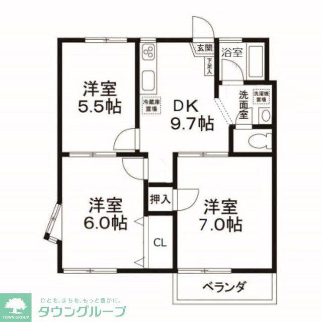 第2東習ハイツ(3DK/2階)の間取り写真