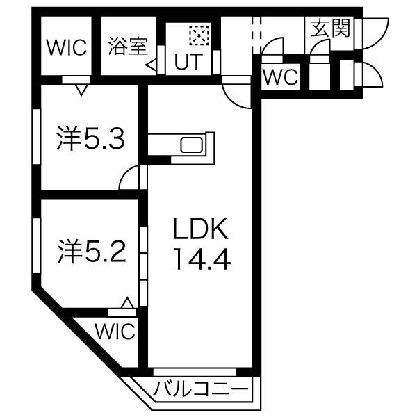 アオアクアN9(2LDK/4階)の間取り写真
