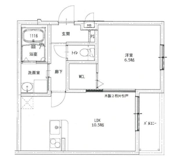 フジパレス桜井/3F(1LDK/3階)の間取り写真