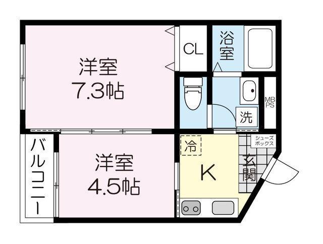 グリーンハイツ北山駅前(2K/3階)の間取り写真