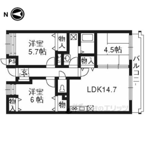 エスポワールKYO(3LDK/4階)の間取り写真