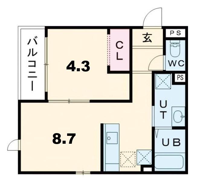 NOVEL千歳I(1LDK/3階)の間取り写真