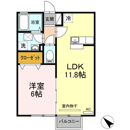 GENESIS(1LDK/2階)の間取り写真