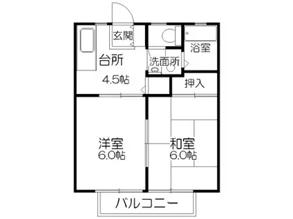 ボードブブリッチハウス(2DK/2階)の間取り写真