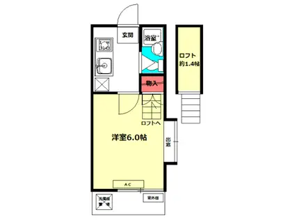 センチュリーハイム坂戸(1K/1階)の間取り写真